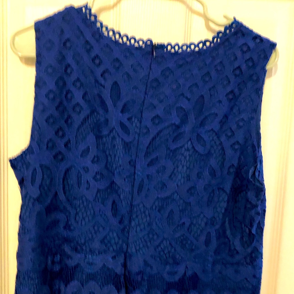 Sleeveless lace dress. Royal blue, worn once!